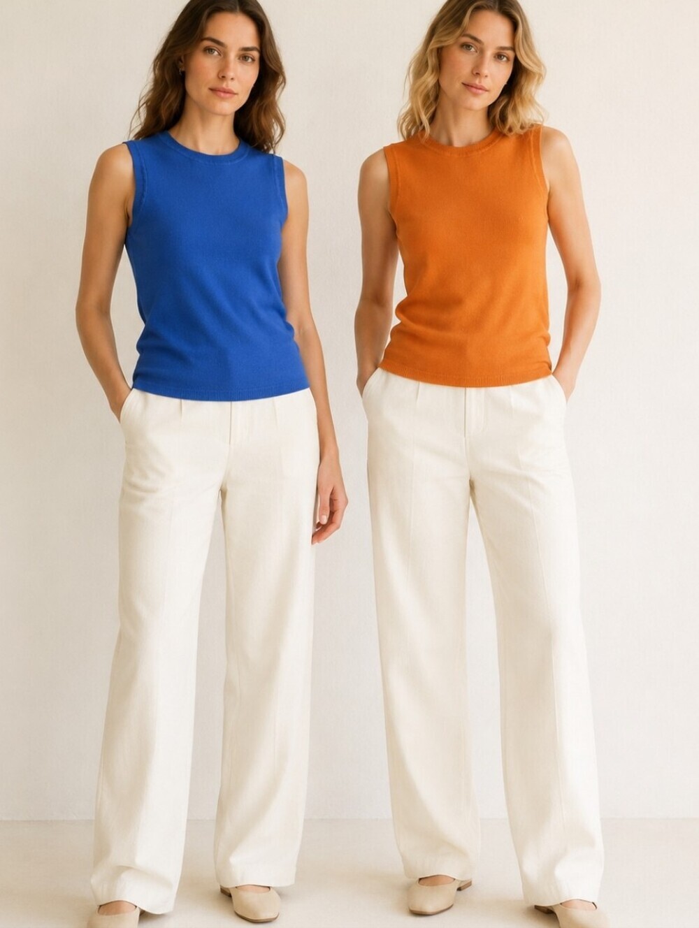 2pc Primark Sleeveless Knit Tops Cobalt Blue Orange Bundle XS